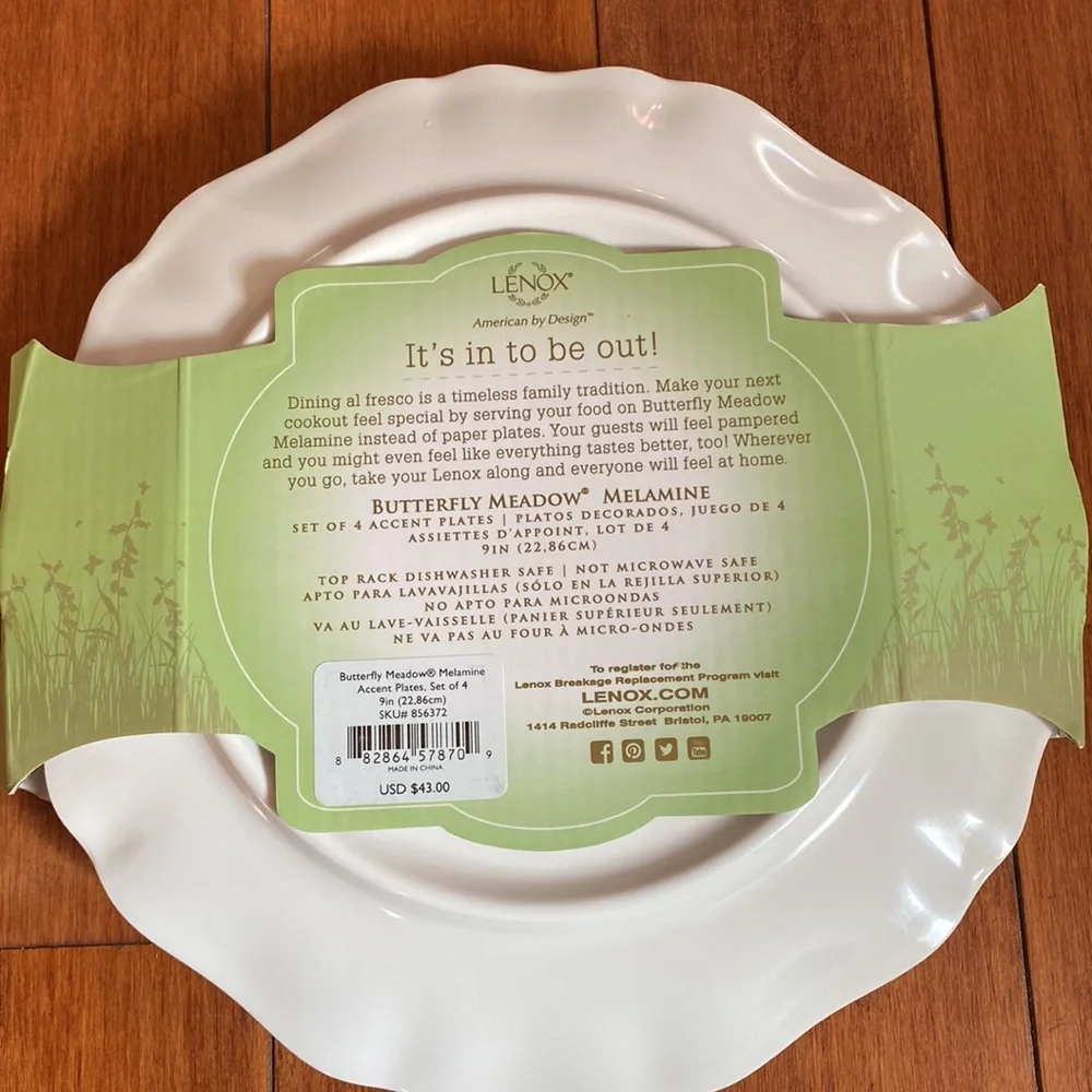Lenox Butterfly Meadow 4-Piece Accent Plates Set - Picture 3 of 6
